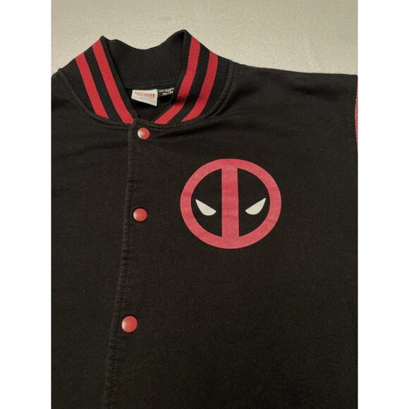 Marvel Deadpool XL Varsity Jacket Black & Red Cotton Blend - Picture 4 of 7